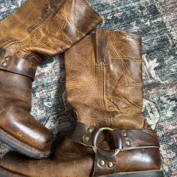 Frye Brown harness engineer Leather Men's Boots 7.5 - Picture 2 of 4